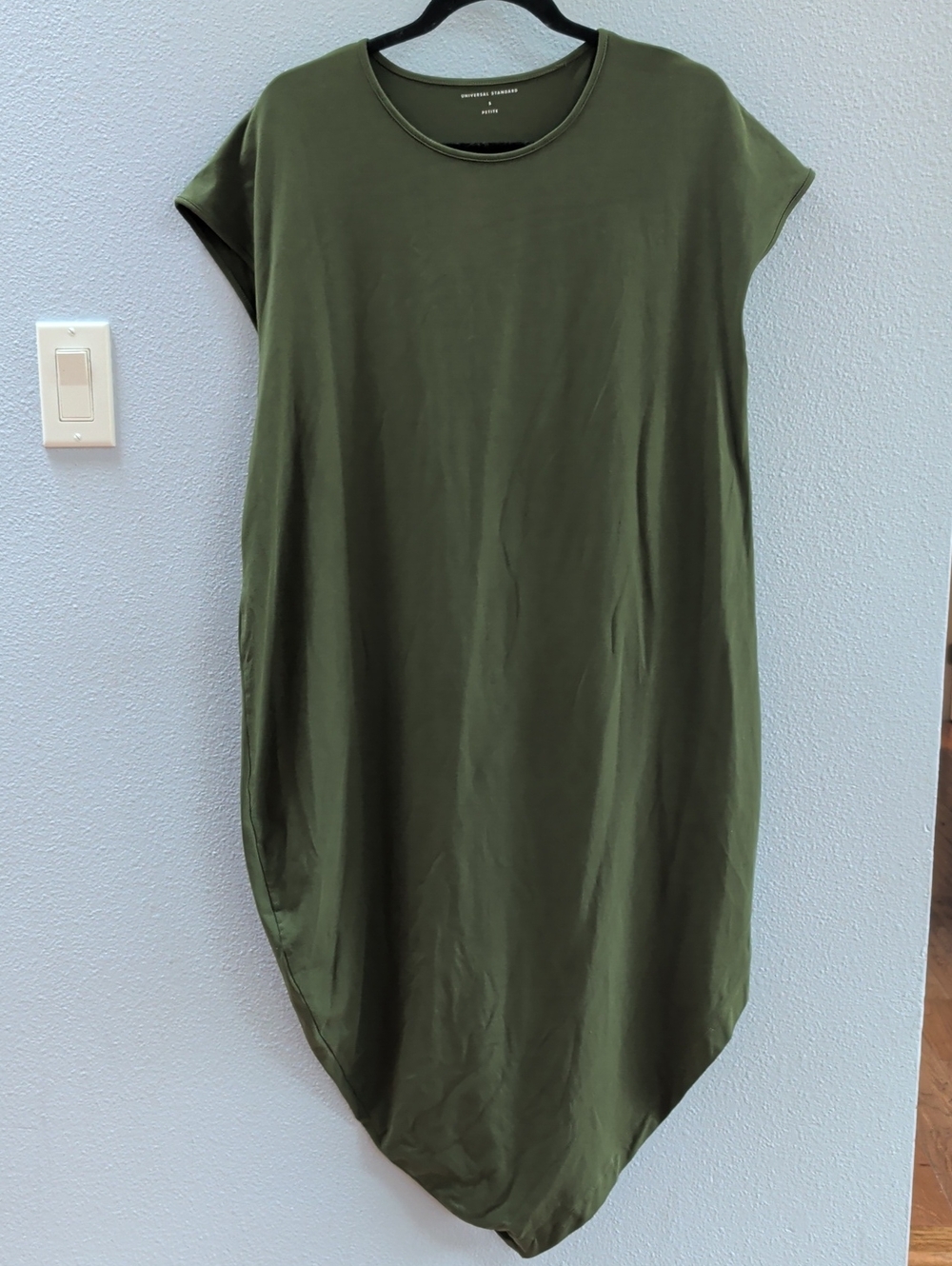 Universal Standard Geneva Olive Green Asymmetrical Shift Dress